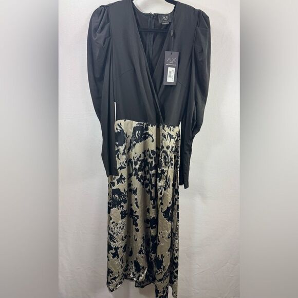 AX Paris Multi 2 -1 Animal Print Wrap Midi Dress- Black Mulit- Size 8 US /12 UK - Picture 3 of 11